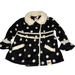 Harajuku Mini Polka Dot Fleece Coat Girls XS (4) Black White